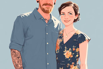 draw cartoon disney couple portrait