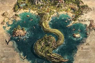 draw an immersive fantasy map for your fictional world