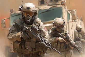 draw tactical, warrior ,or military themed illustrations