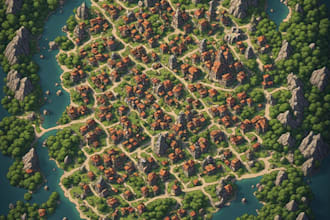 create fantasy map illustration in vintage storybook style