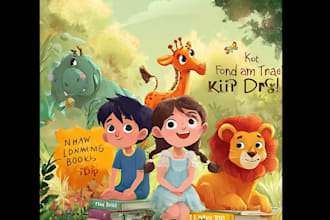 illustrate watercolor children book cover art and characters