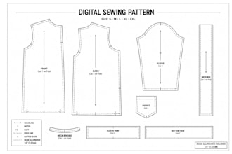 create digital sewing pattern, pattern grading, tech packs for clothing in dxf