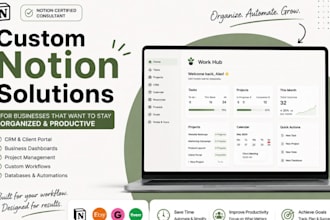build custom notion CRM, client portal, business dashboard, workspace in notion