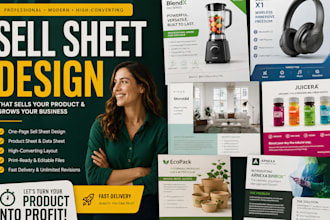design a high converting sell sheet, one sheet or product sheet