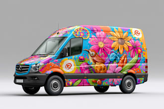 draw vehicle wrap design, car wrap, van wrap