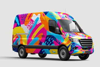 illustrate car wrap, truck wrap, van wrap design
