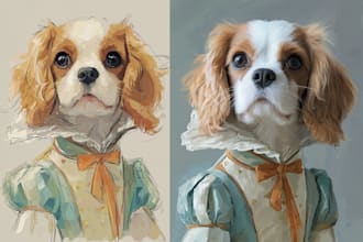 drawing a pet portrait into cartoon disney