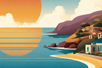 do retro vintage art deco style modern minimalist travel poster design