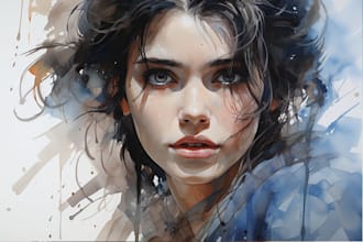 illustrate watercolor portrait illustration