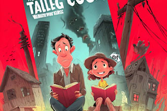 do cartoon book cover, children book cover design