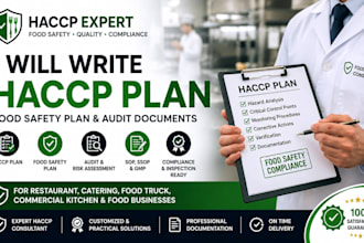 write haccp plan, food safety plan, and audit documents for restaurants and food