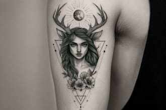 custom black and white tattoo design