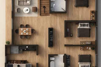 create a realistic 3d floor plan rendering