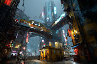 design cyberpunk and fantasy character splash art