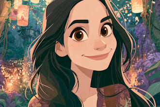 beautiful portrait in disney cartoon