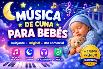 creare clips de musica de cuna relajante para bebe con uso comercial