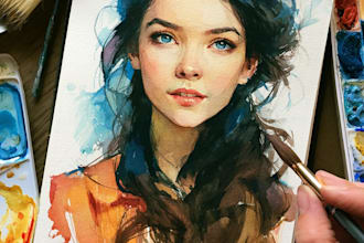 paint weird, abstract watercolor portraits for unique people