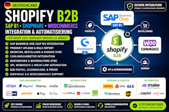 deutsch shopify b2b sap b1 shopware woocommerce payment api inventory sync xero