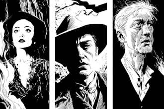 create noir horror and dark comic book illustrations