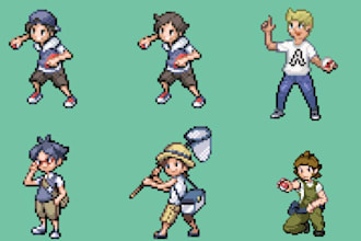 draw pokémon trainer sprite sheet nsfw pixel art animation pixelart isometric