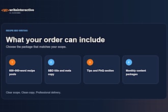 write SEO food and recipe blog posts in polished US english