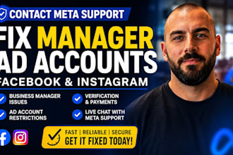 contact meta support to fix manager ad accounts facebook and instagram