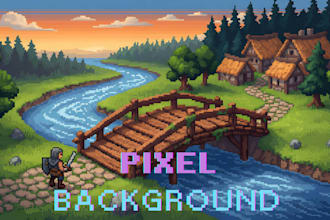 make custom pixel art game background pixel scene landscape for your video game