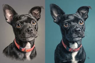 illustrate a pet portrait with disney style
