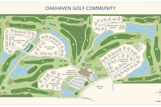 do botanical garden map, golf community map, tourist transit map, hospital map