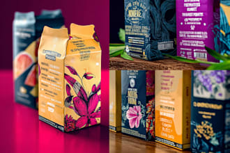 do brand product packaging box design, amazon package, label, pouch