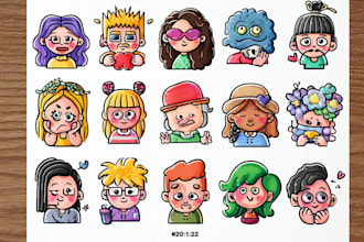 create cute individual stickers for whatsapp telegram or printing