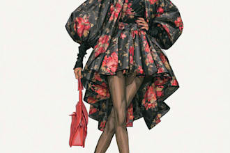 create fashion design illustration and technical drawing