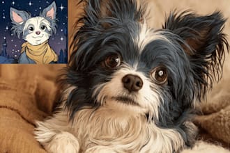 draw a disney pets portrait illustration in disney style
