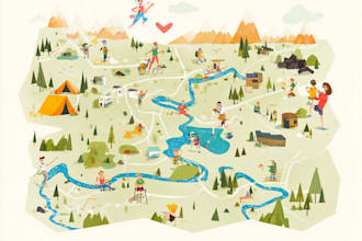 make fantasy map illustration for, novels and games