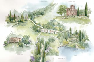 draw beautiful custom illustrated watercolor map