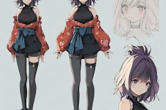 sketch expression sheet of your favourite anime characters