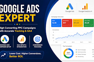 setup, manage adwords PPC campaign, google ads conversion, tracking analytics 4