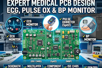 design ecg, pulse oximeter and blood pressure monitor pcb