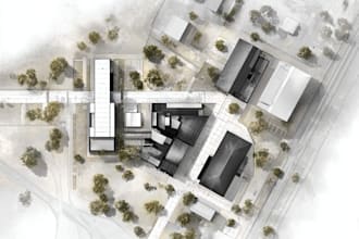 draw a map of the site plan, office, collage, school