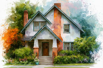 make watercolor house portrait