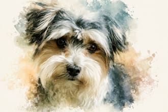 draw watercolor pet portrait