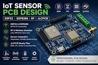 design iot sensor pcb with esp32, esp8266, rf and jlcpcb files