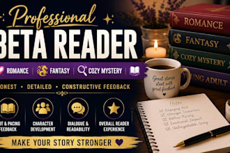 be your beta reader, romance, fantasy, cozy mystery, ya beta reader