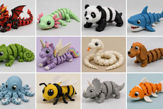 design custom articulated flexi toy stl model for 3d printing
