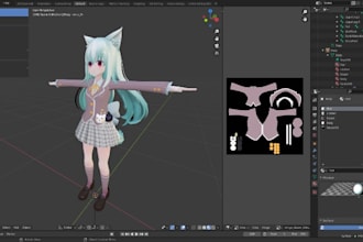 create custom vrchat avatar, 3d vtuber and rigging vroid and blender