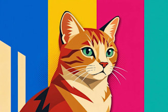 draw your cat dog or your pet into vector pop art portrait