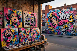 create graffiti pop art canvas designs and murals