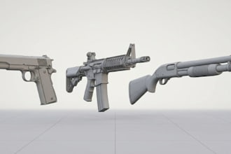create custom 3d weapon models, firearms, guns and game prop assets