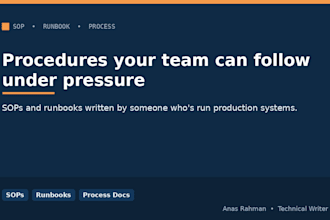 write sops, runbooks and process documentation