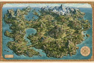 make fantasy map illustration for dnd